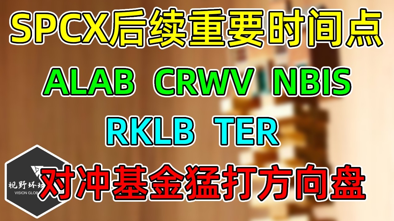 美股 SPCX后续几个重要时间点！纳指100调整，ALAB、CRWV、NBIS、RKLB、TER！对冲基金猛打方向盘！ — 视野环球财经