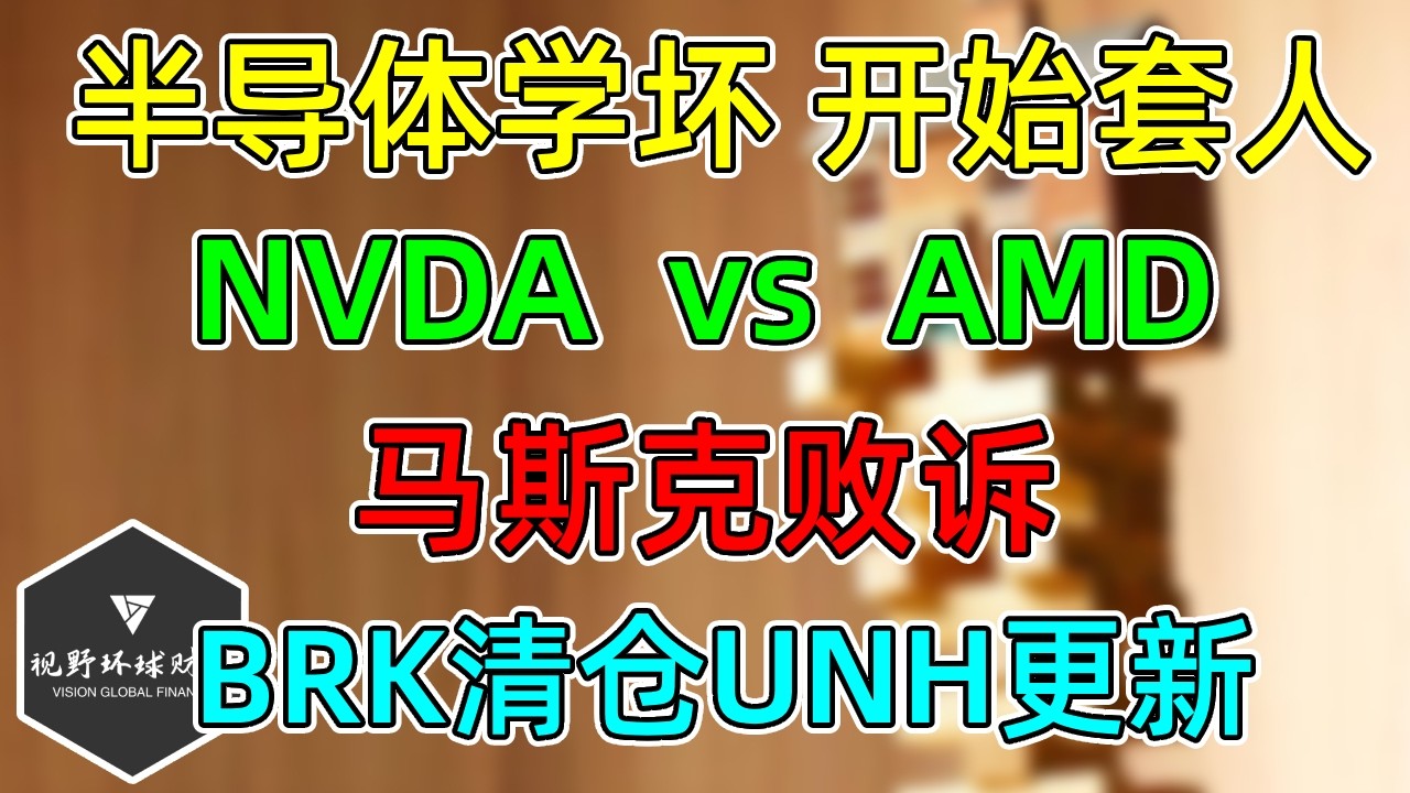 美股 NVDA对比AMD，为何不贵？半导体再回吐，Put保护大增！马斯克败诉！BRK清仓UNH更新！ — 视野环球财经