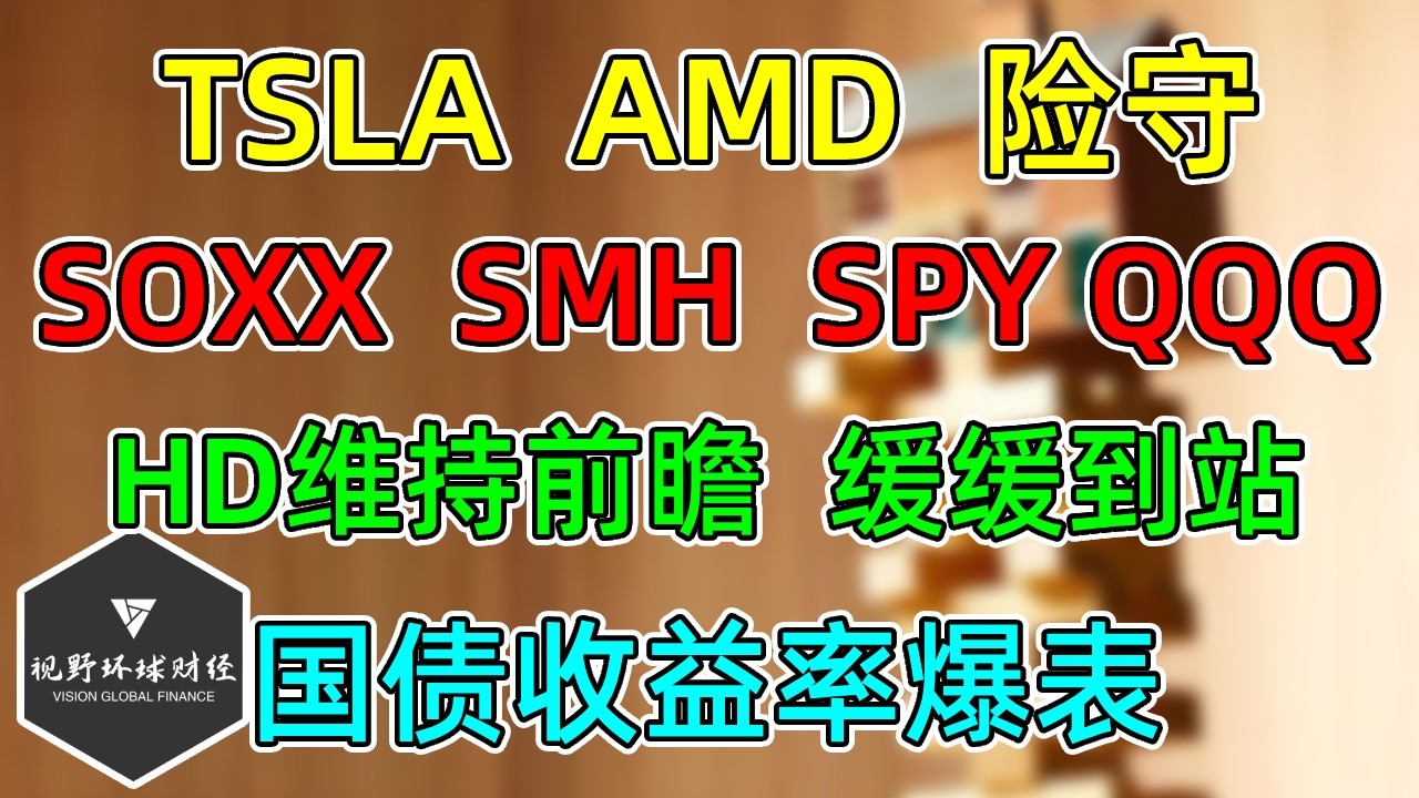 美股 TSLA险守中场！SOXX、SMH破位更新！AMD力挽狂澜！HD维持前瞻，缓缓到站！ 30年国债收益率，接近2007年金融危机高点！ — 视野环球财经
