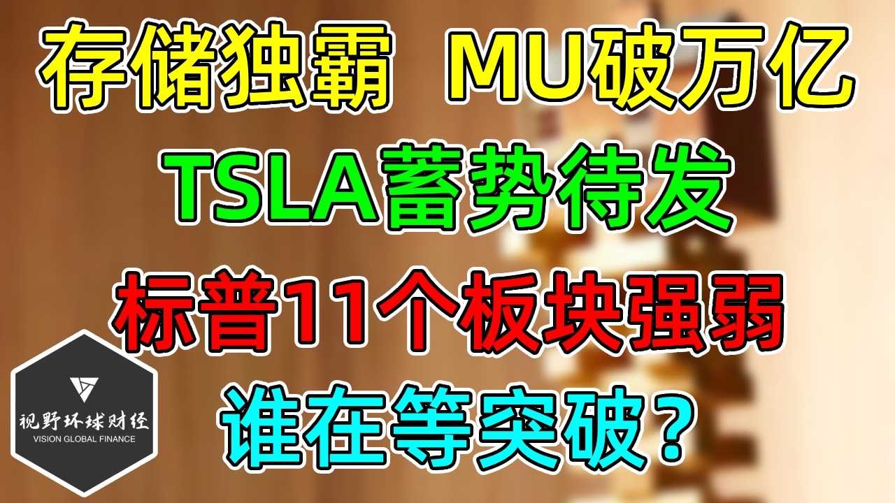 美股 TSLA蓄势待发！存储独霸，MU破万亿！标普11个板块，谁在等突破？ — 视野环球财经