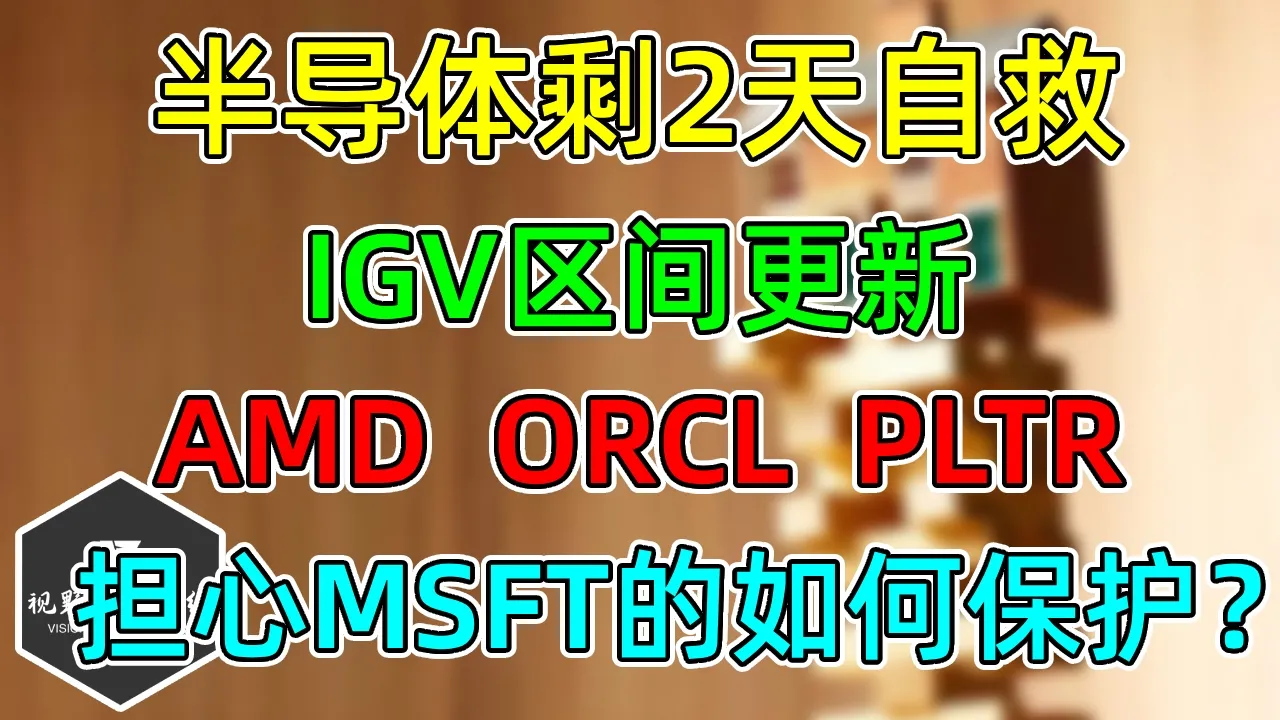 美股 多空胜负未付！SOXX剩2天自救！IGV区间震荡更新！AMD、ORCL、PLTR！担心MSFT的如何保护？ — 视野环球财经