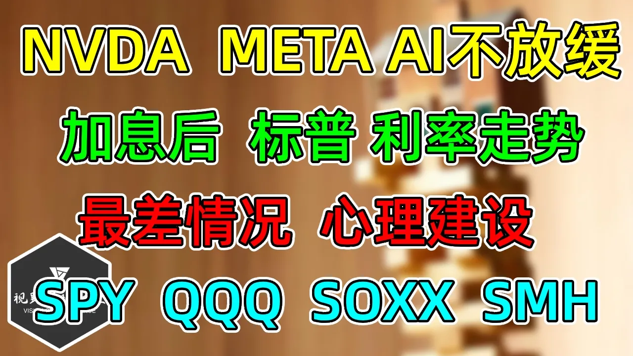 美股 NVDA、META不同意AI放缓！加息后，标普、利率走势！SPY、QQQ、SOXX、SMH较差的情况，跌至哪里？ — 视野环球财经