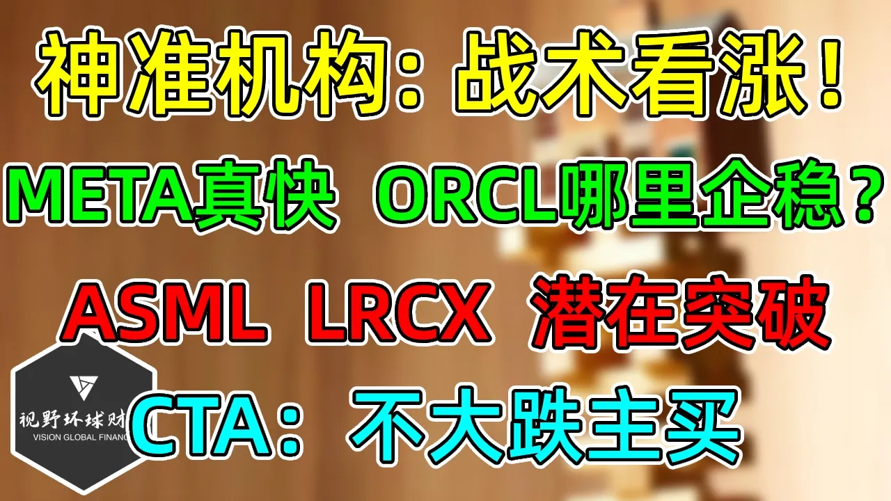 美股 META真快、ORCL哪里止跌？ASML、LRCX潜在突破！神准摩根大通：战术看涨！CTA：不大跌主买！ — 视野环球财经