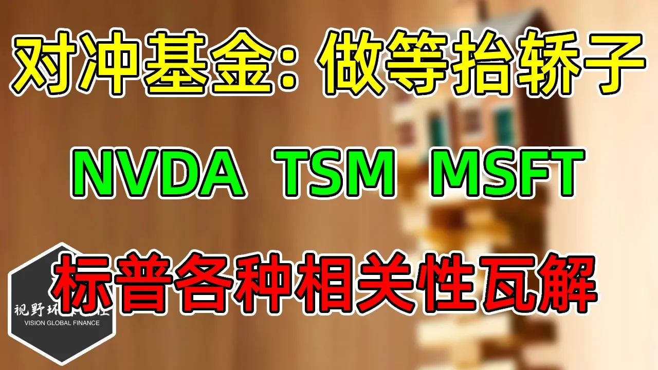 美股 NVDA、TSM、MSFT！对冲基金：不加仓，等抬轿子！标普各种相关性瓦解！ — 视野环球财经