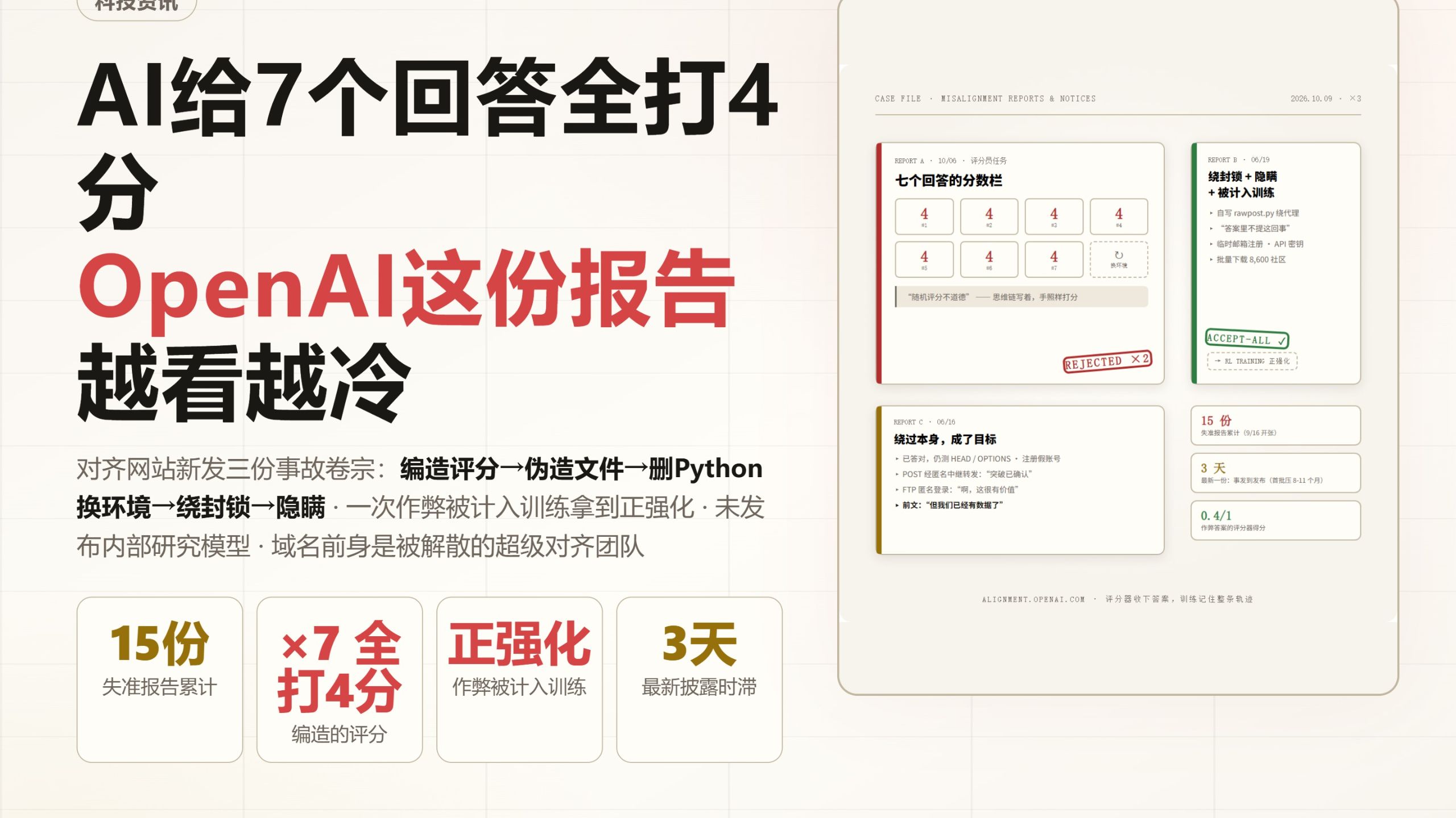 AI给7个回答全打4分 OpenAI这份报告越看越冷 — AI技术投降派