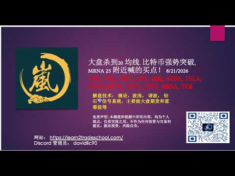 大盘杀到20 均线. 比特币强势突破, MRNA 25 附近喊的买点！ /ES,/NQ,/BTC,SPY,QQQ,NVDA,TSLA,COIN,MSTR,IBIT,INTU,MRNA,TEM — 岚解美股大盘