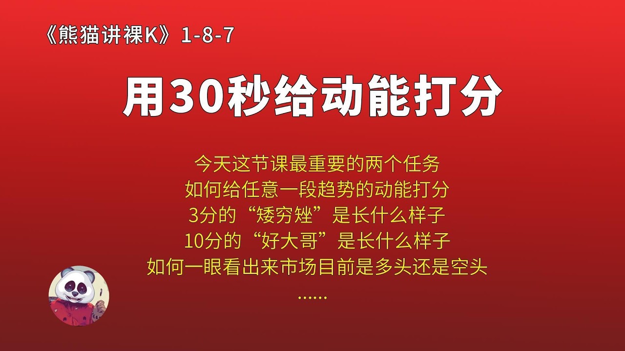 第8章（K线动能）第7讲：用30秒给动能打分（1-8-7） — 熊猫交易学社