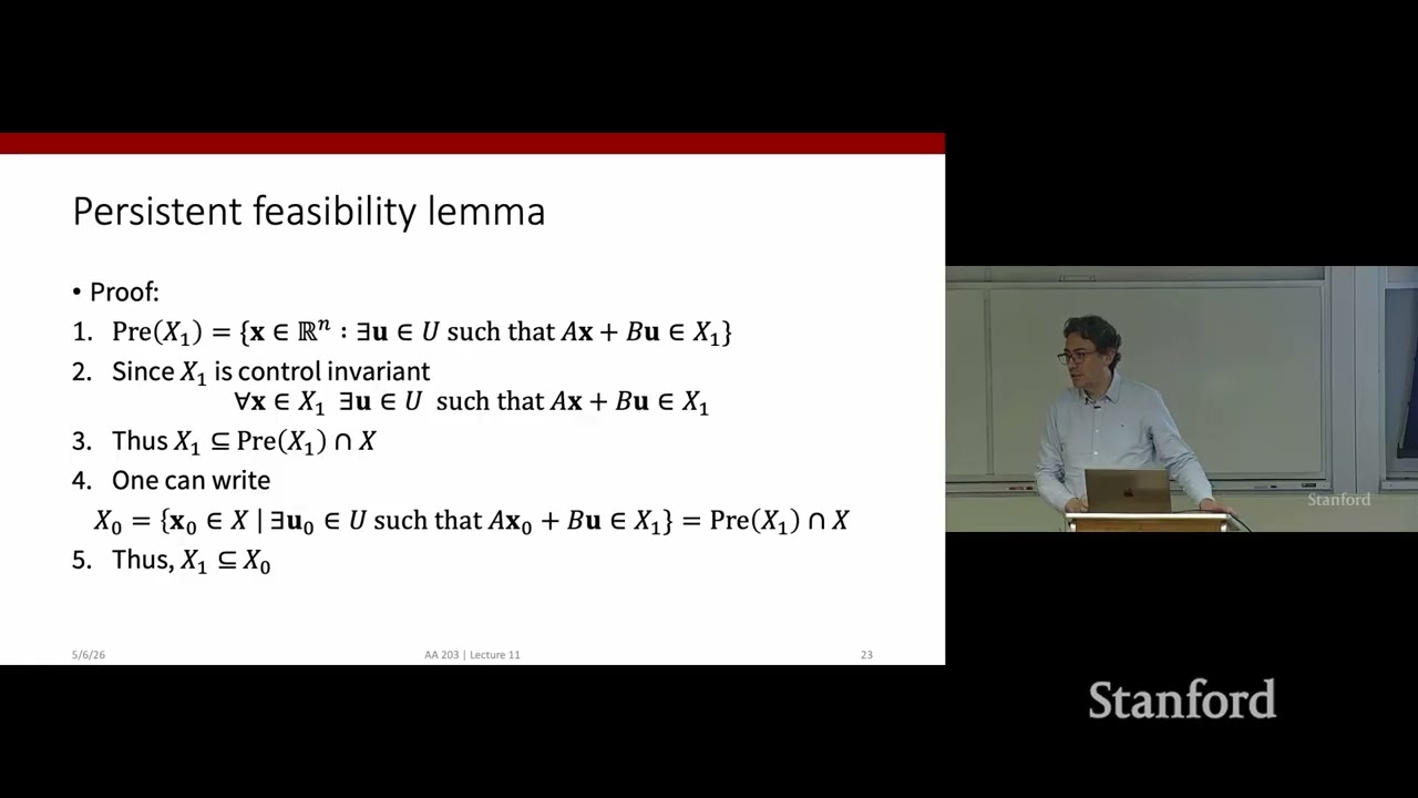 Stanford AA203 Optimal and Learning-Based Control | Spring 2026 | Lecture 12: Feasibility of MPC — Stanford Online