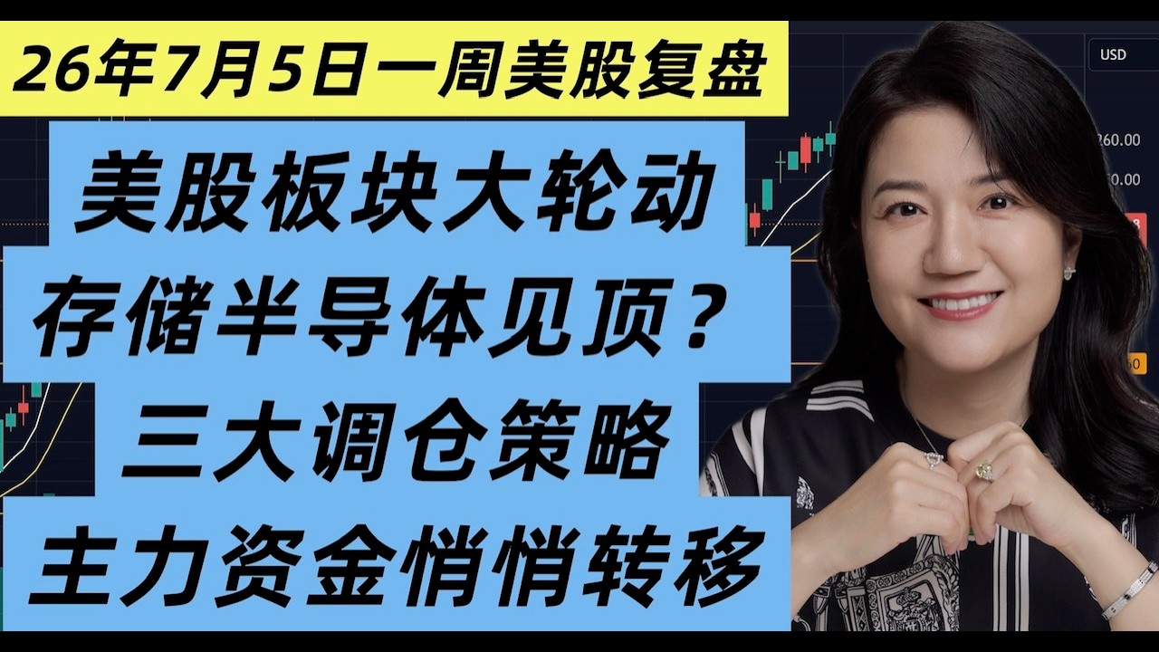 7月5日一周美股复盘，美股7月大轮动，存储和半导体要扑街？三大策略救命！加密复苏？主力资金悄悄转移到这些板块；下周交易注意事项 — XTrader猫姐美股