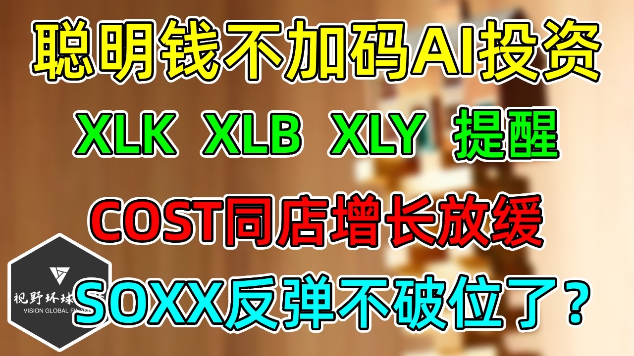 美股 “聪明钱”准备不加码AI投资！XLK、XLB、XLY点位提醒！COST同店增长大幅放缓！SOXX不破位了？ — 视野环球财经