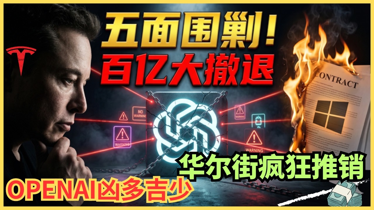 微软背刺、老黄撤离、马斯克设局！OpenAI遭五面围剿，100亿套现局坑了谁？7000亿估值随时雪崩，你还敢接盘？ — Alan Chen