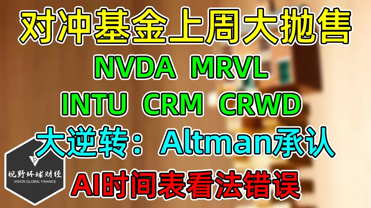 美股 NVDA、MRVL、INTU、CRWD、CRM财报波动！对冲基金上周大抛售！大逆转，Altman承认AI时间表看法错误！ — 视野环球财经